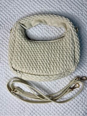 Sincerely Jules Cream Woven Bag with Detachable Strap